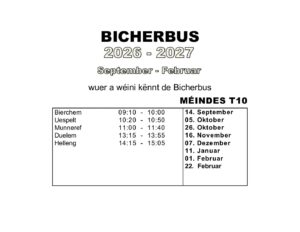 Bicherbus September 2026 - Februar 2027