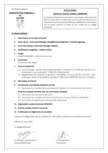 Ordre du jour séance du conseil communal du 12.06.2026