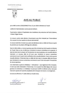 20260630 Affichage ITM arrêté 3-2025-0306-170 exploitation des installations de production de froid nouvelle école