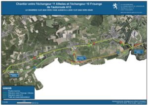 Plan de déviation A13 Altwies-Frisange