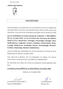 Avis d'affichage modification projet 2025-000431-M1 SIAS 20260714