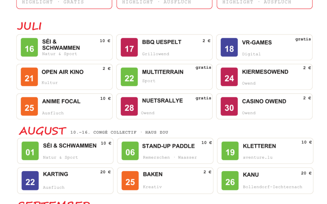 Sommerprogramm Jugendhaus