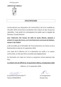 Avis d'affichage taille de saules têtards 2026-001213 20260915