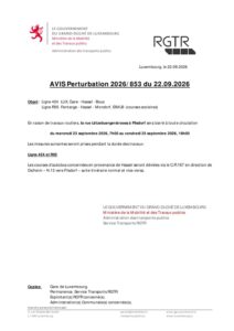 AVIS Perturbation 2026/853 du 22.09.2026