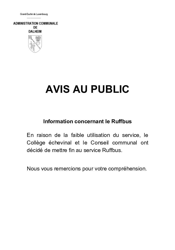 Avis au public – Ruffbus