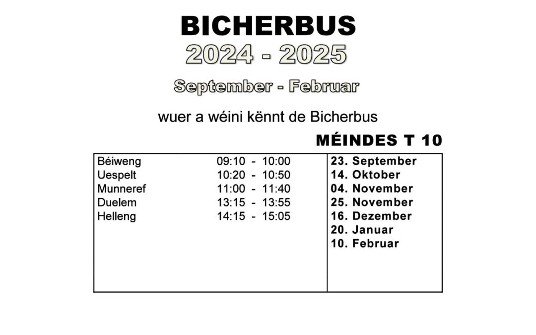 Bicherbus September 2024 – Februar 2025